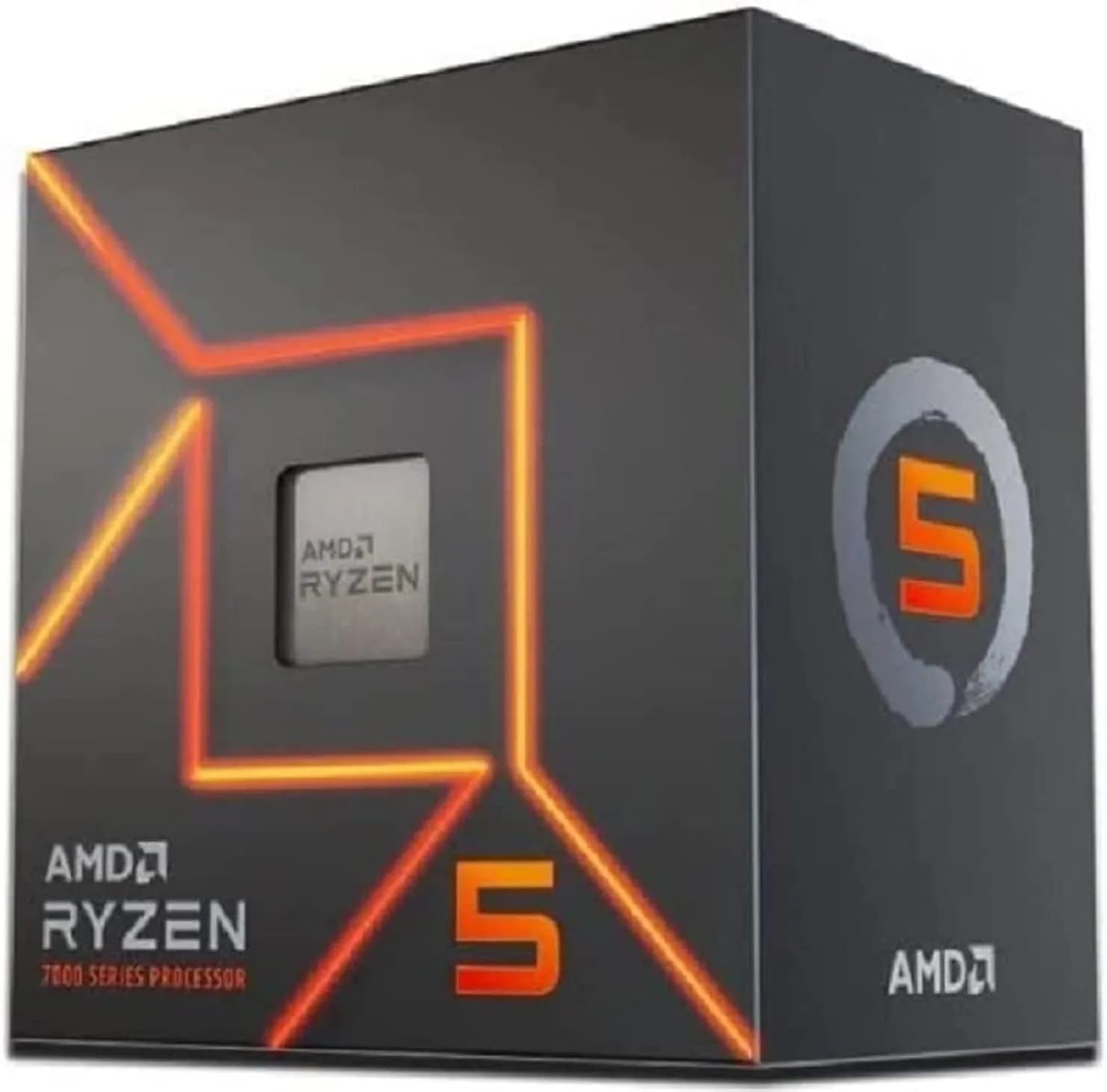 AMD Ryzen 5 7600 Processeur (Radeon Graphique Intégré, 6 Cœurs/12 Threads, 65W TDP, Socket AM5, Cache 38Mo, jusqu'à 5,1 GHz Fréquence Boost, avec Ventilateur wraith Stealth)