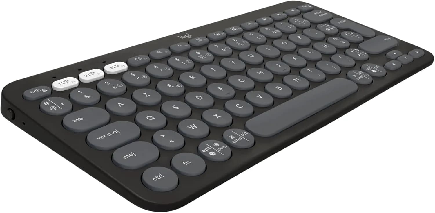 Logitech Pebble Keys 2 K380s clavier sans fil Bluetooth (Graphite) | Raccourcis personnalisables, fin et portable, Easy-Switch pour Windows, macOS, iPadOS, Android, ChromeOS, FR AZERTY