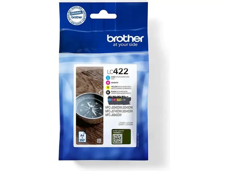 BROTHER Pack 4 cartouches LC422VAL Noir, Cyan, Magenta, Jaune 4x550p