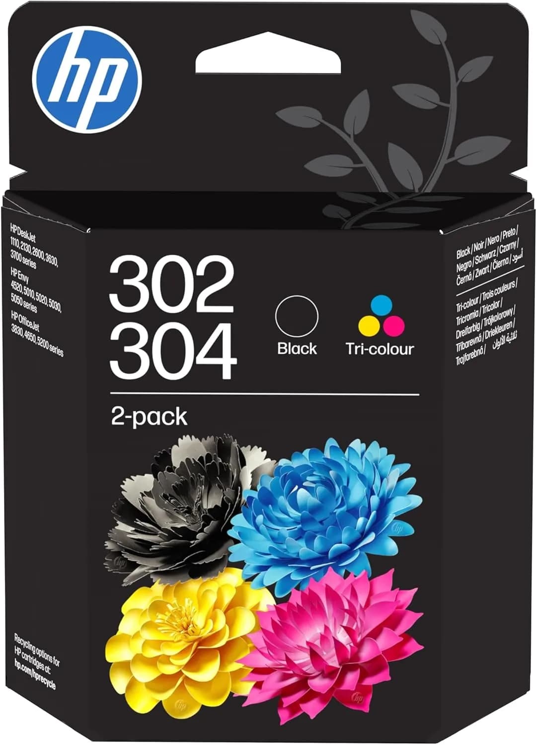 HP 302/304 Cartouche d’encre Combo Trois couleurs/Noir (pack de 2)