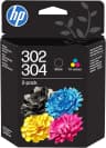HP 302/304 Cartouche d’encre Combo Trois couleurs/Noir (pack de 2)