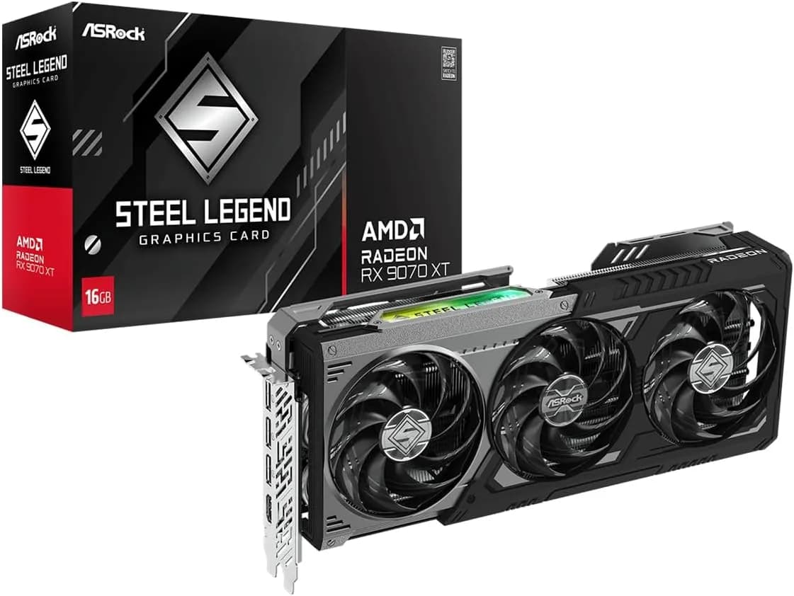ASRock AMD Radeon RX 9070 XT Steel Legend Dark Carte Graphique DDR6 16 Go