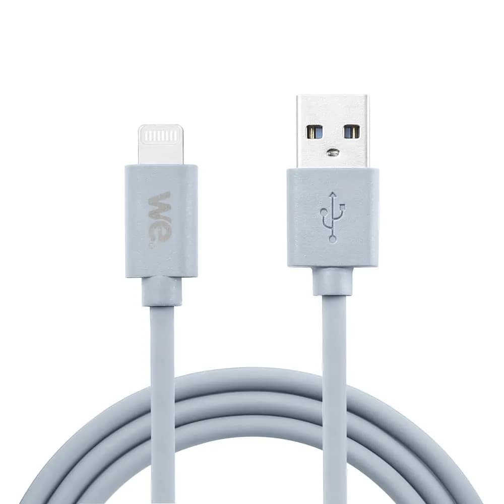 WE Câble USB vers Lightning en Silicone, 2 Mètres, Certifié MFi, Charge et Synchronisation des Données - Bleu