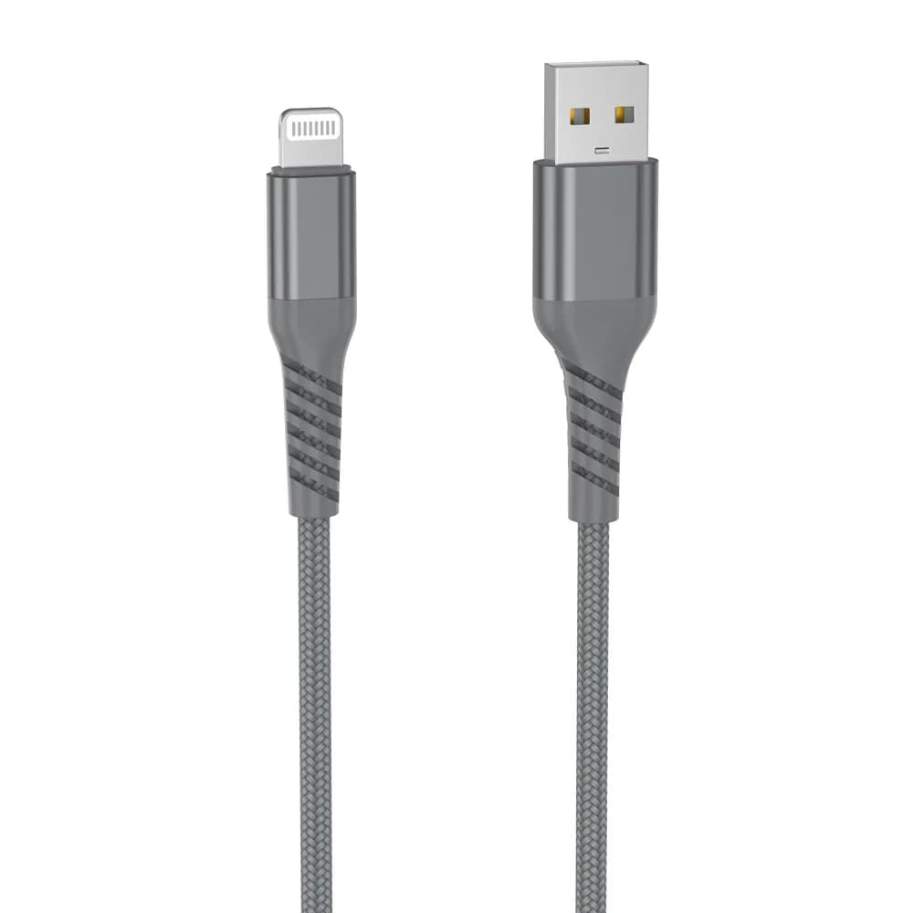 WE Câble USB vers Lightning en nylon tressé et Kevlar 400D, 1 m, certifié MFi, gris