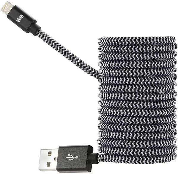 WE Câble en Nylon tréssé USB vers Lightning 2m Compatible avec iPhone Se 2020 11 Pro Max XR X XS Max 8 Plus 7 Plus 6S Plus 6 5S 5 iPad - Noir
