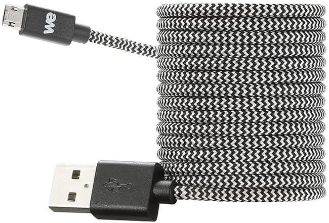 WE Câble USB/Micro USB Nylon Tressé 2m, Micro USB Chargeur Rapide Ultra Résistant - Noir/Blanc