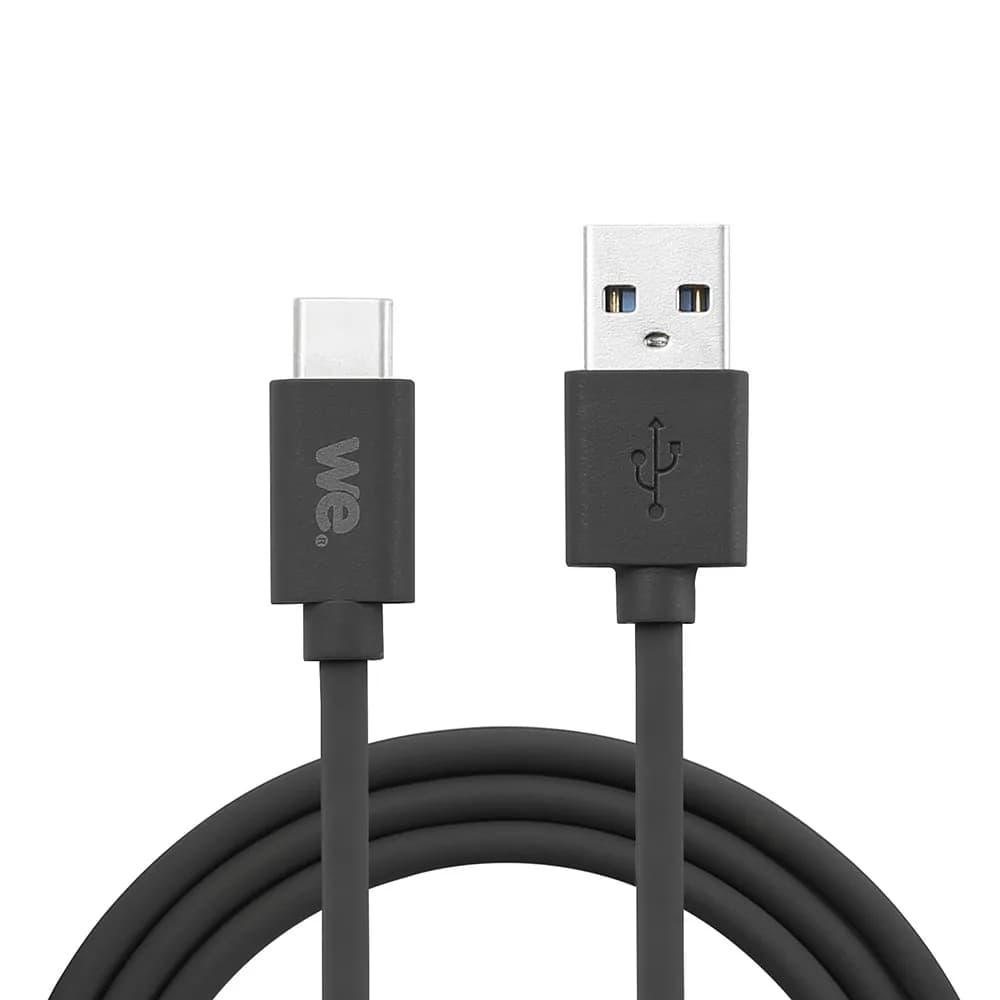 WE Câble USB vers USB-C en silicone 1 m noir