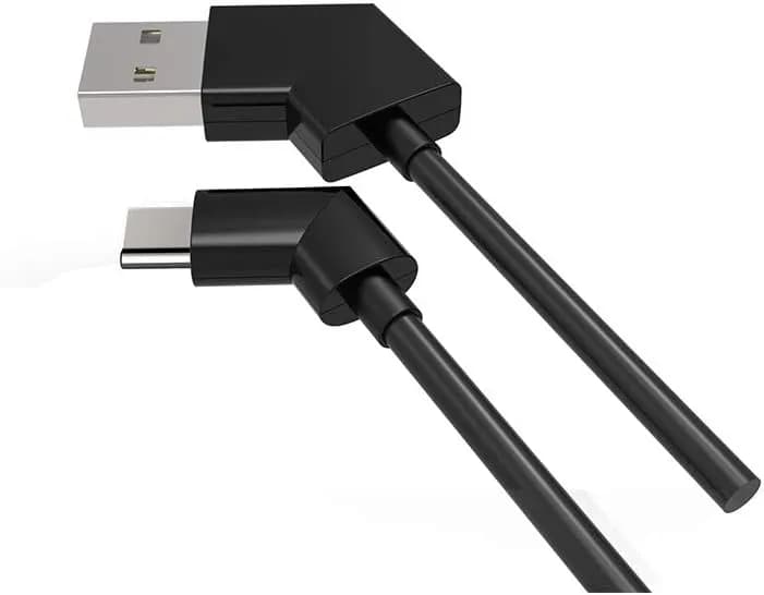 WE Câble USB C Coudé 1M - Connecteur Ultra Résistant - Charge Rapide - Recharge Manette et Portable - Noir