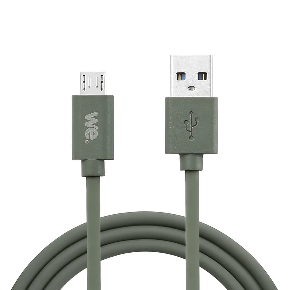 WE Câble USB vers Micro USB en silicone 2 m USB 2.0 vert kaki