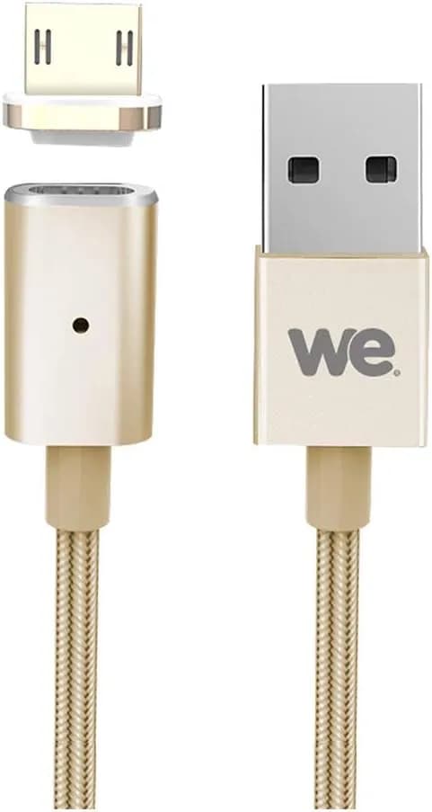 WE Câble Micro USB Magnétique Nylon Tressé Aimanté, Charge et Synchronisation des Données - 1.20M - Or