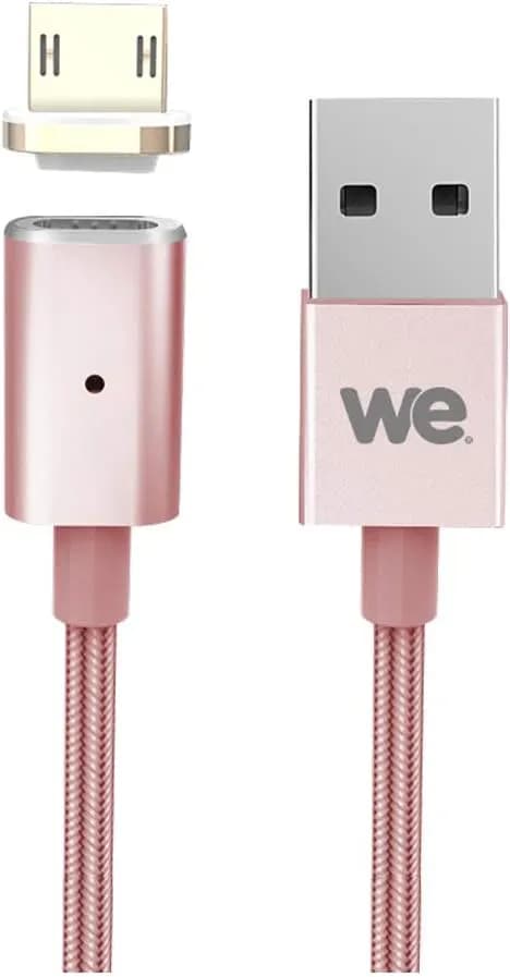 WE Câble Micro USB Magnétique Nylon Tressé Aimanté, Charge et Synchronisation des Données - 1.20M - Or Rose