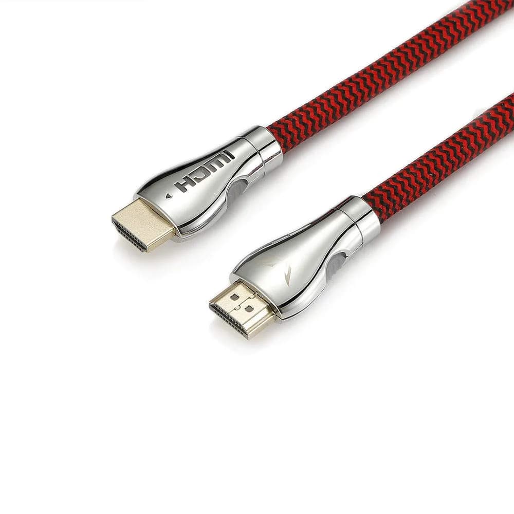 Cable HDMI 2.0 Ultra HD 4k Lumineux en Nylon Tressé - High Speed par Ethernet Full HD 1080P / 2160P 60Hz 3D TV PS4 - Câble Triple Blindage - Connecteurs plaqués - 1.5M - Rouge