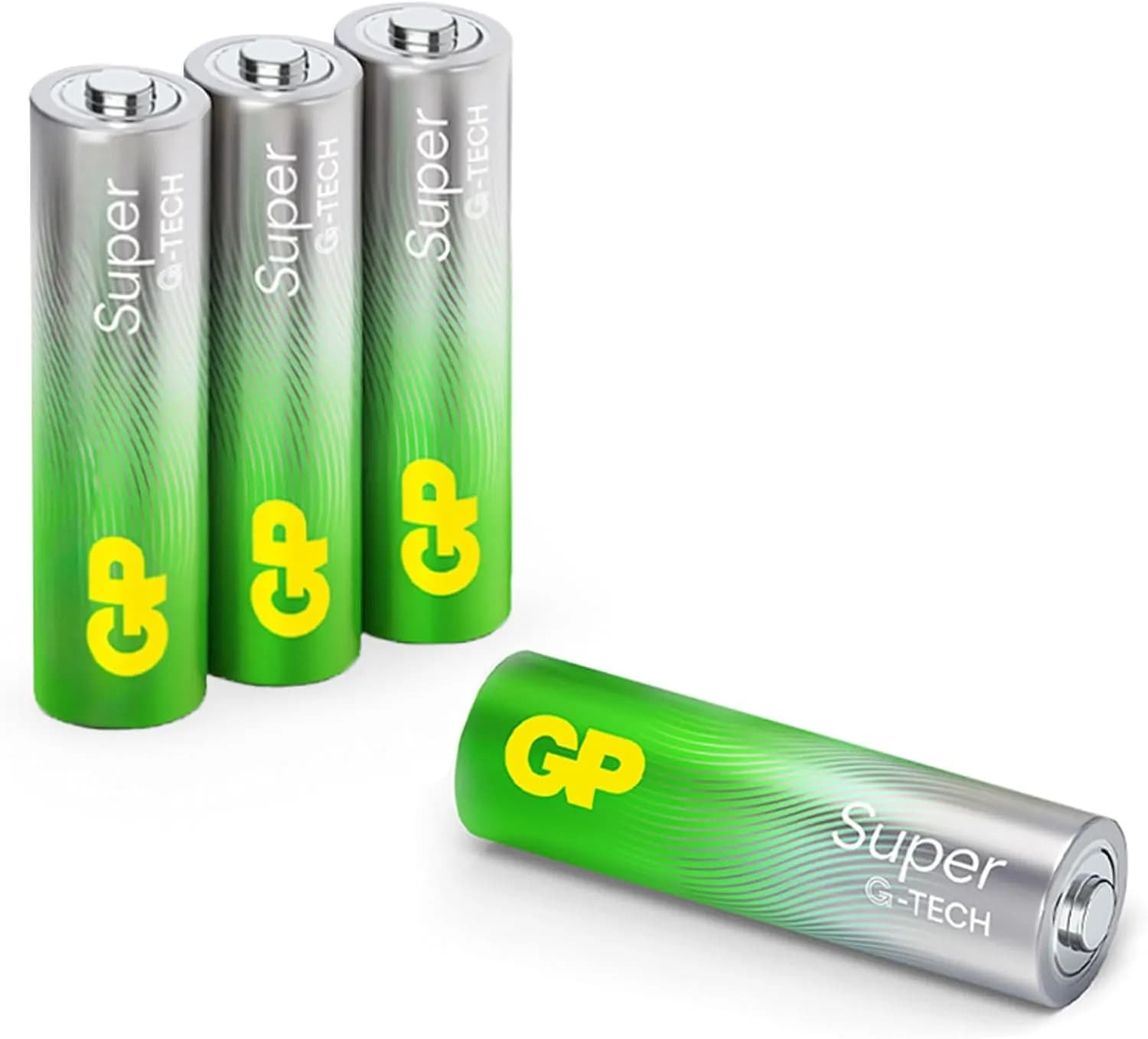 GP Lot de 4 Piles Super alcalines AA 1,5 V, idéales pour alimenter Les appareils du Quotidien, Nouvelle Technologie G-Tech Longlife
