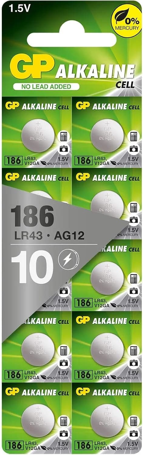 GP Batteries 103361 LR43 Carte de 10 Piles Bouton