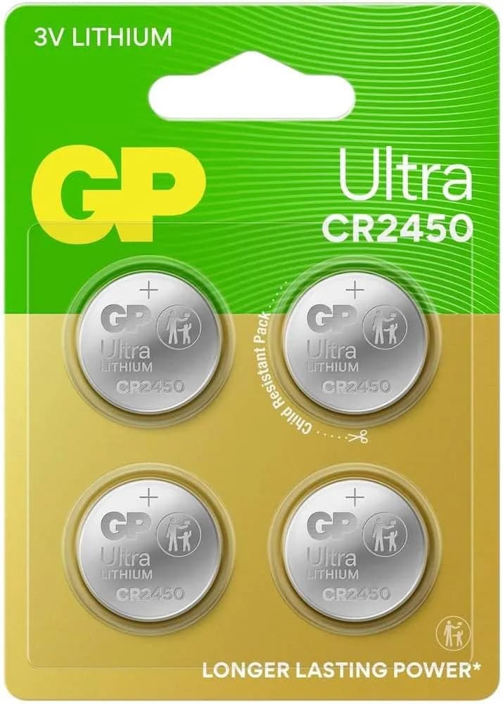 GP Lot de 4 piles bouton CR 2450 3 V 540 mAh Lithium Ultra