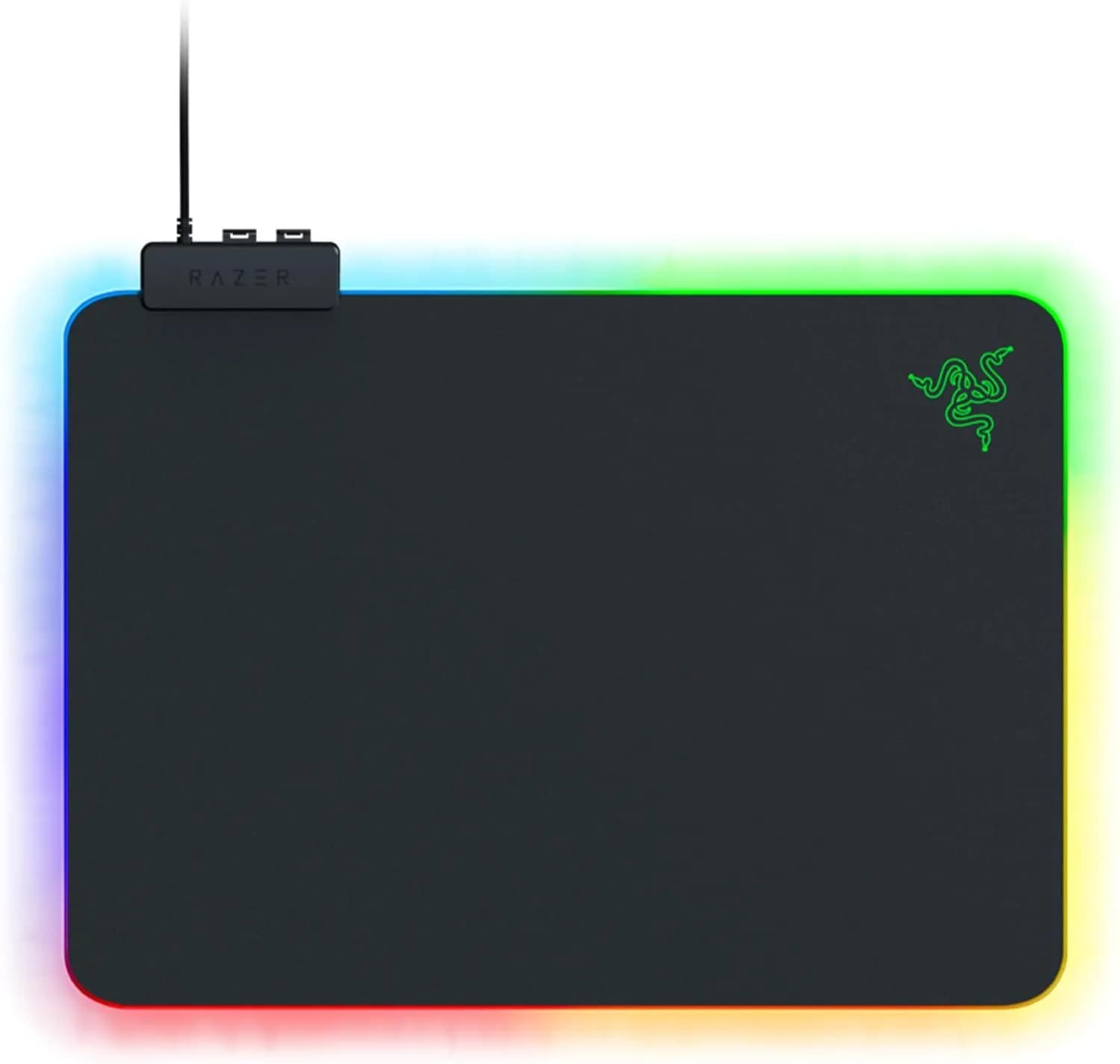 Razer Firefly V2 - Tapis de Souris de Jeu avec Surface microtexturée et éclairage Chroma RGB (Support de câble, éclairage périphérique des Bords, antidérapant) Noir