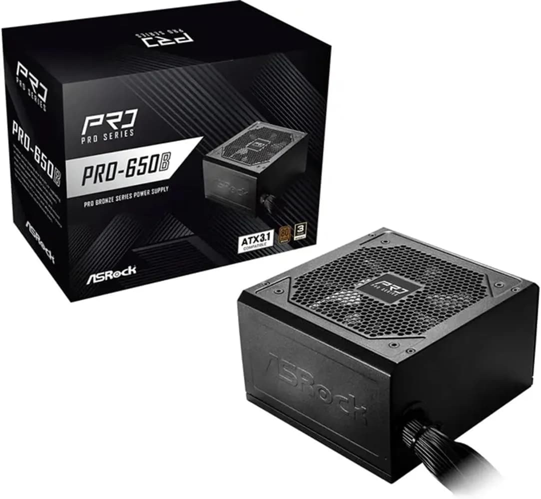 ASRock Pro Series PRO-650B Ventilateur à Faible Bruit 650 W 80Plus Bronze ATX3.1 120 mm Protection complète Circuit
