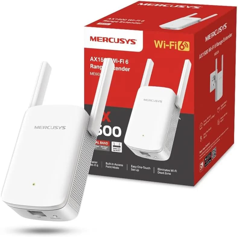 MERCUSYS ME60X TP-Link Repeteur WiFi 6, Amplificateur WiFi AX1500 Mbps, Repeteur WiFi Puissant, Compatible avec Les Box Internet, Profitez sans Changer Votre Box