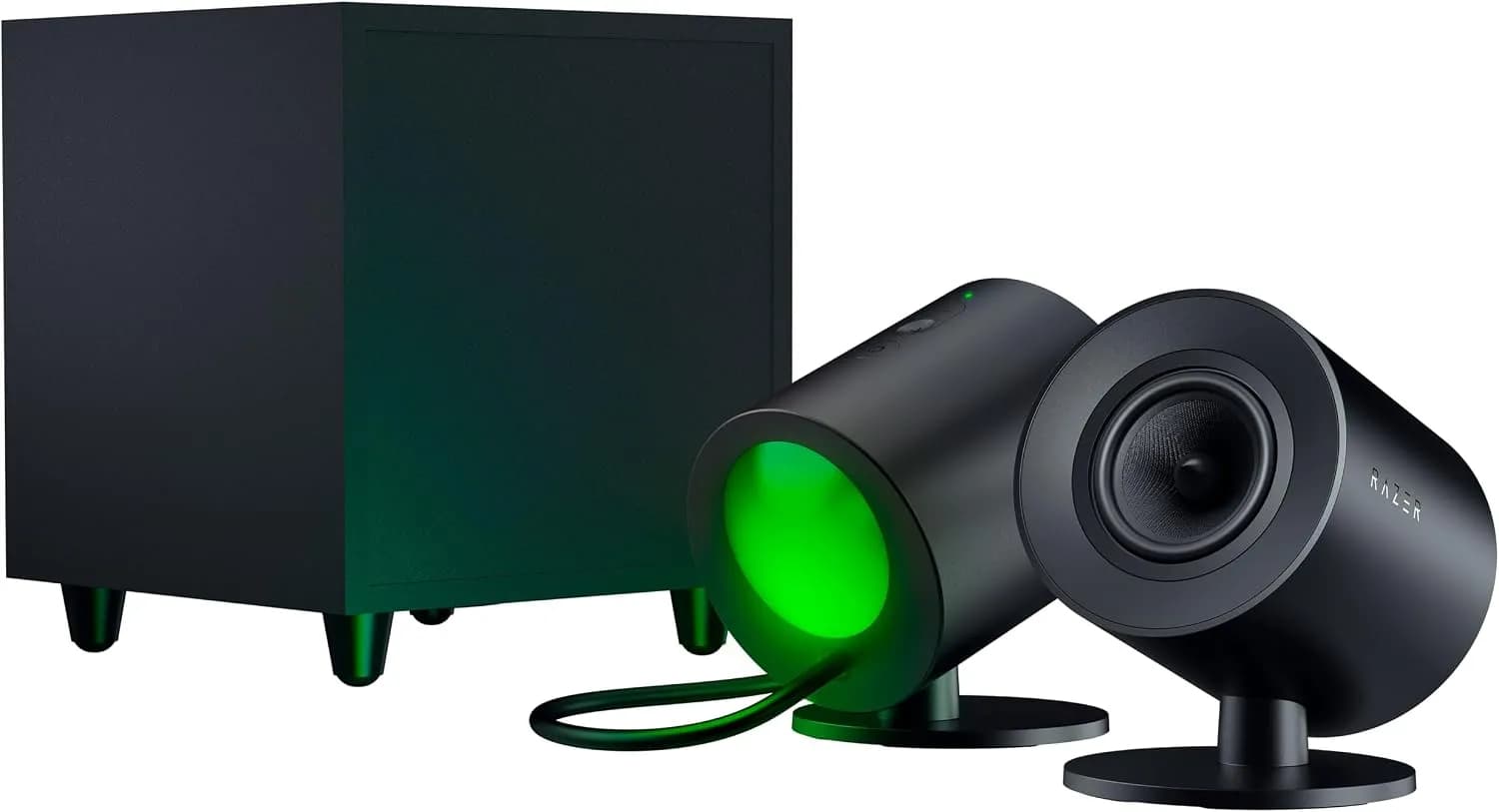 Razer Nommo V2 - Enceintes Gaming 2.1 Large Bande pour PC avec Caisson de Basses Filaire (Haut-Parleurs Large Bande de 3 Pouces avec Bouchons de Phase en Aluminium, THX Spatial Audio) Noir