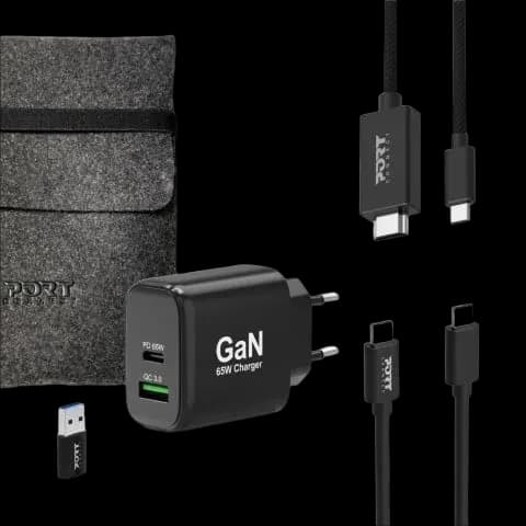 Port Designs Kit chargeur GaN 65 W 4-en-1