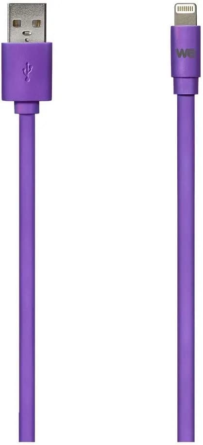 WE Câble Plat en Silicone USB vers Lightning 1m Compatible avec iPhone Se 2020 11 Pro Max XR X XS Max 8 Plus 7 Plus 6S Plus 6 5S 5 iPad - Violet