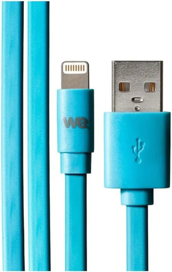 WE Câble Plat en Silicone USB vers Lightning 1m Compatible avec iPhone Se 2020 11 Pro Max XR X XS Max 8 Plus 7 Plus 6S Plus 6 5S 5 iPad - Bleu