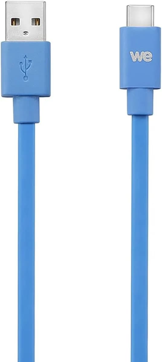 WE Câble Plat USB-C vers USB 1m pour Samsung S8/S9/S10, MacBook Pro, Google Pixel/Chromebook, Huawei P20/P30 Xiaomi - Bleu