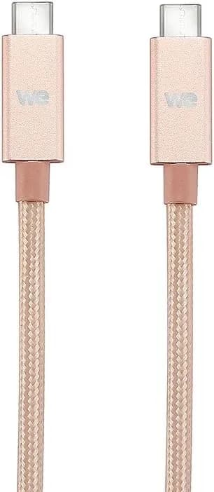 WE Câble USB-C vers USB-C 2m avec Charge Rapide Power Delivery pour Samsung S8/S9/S10, MacBook Pro, Google Pixel/Chromebook, Huawei P20/P30 Xiaomi en Nylon - Rose