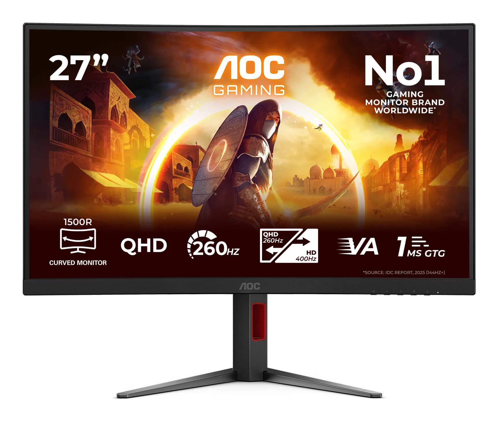 AOC G4 CQ27G4Z2P écran plat de PC 68,6 cm (27") 2560 x 1440 pixels Quad HD LCD Noir, Rouge