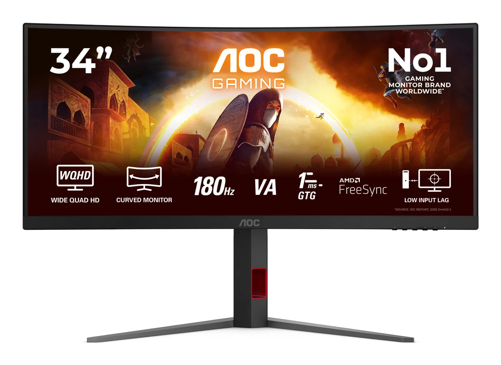 AOC G4 CU34G4 écran plat de PC 86,4 cm (34") 3440 x 1440 pixels Wide Quad HD LED Noir, Rouge