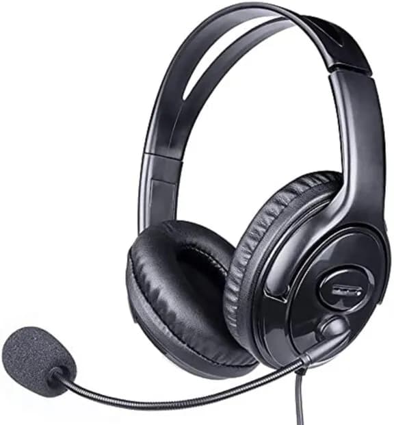 WE WECASFILJKUSB Casque micro filaire Jack 3,5 mm et USB noir