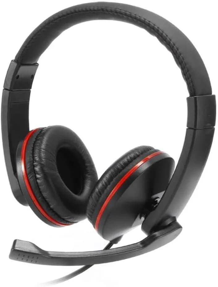 WE Micro Stéréo Casque avec Fil Arceau Appels/Musique Noir, Rouge