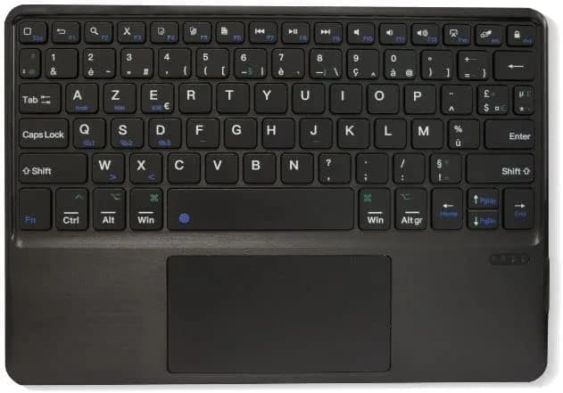 WE Coque Clavier Universel 9-11 Pouces [AZERTY Français] Etui de Protection Housse en Similicuir avec Clavier Bluetooth 3.0 sans Fil Amovible et Aimanté - Gris