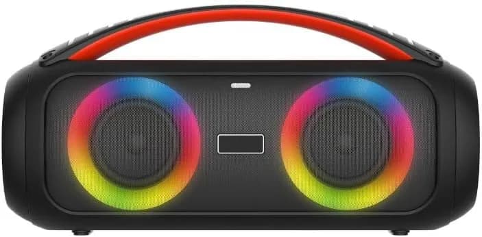 WE Enceinte de soirée BT RMS 26W, lect USB/Micro SD, Aux in, Micro in, Radio FM, 4500mAh, IPX5, Jeu de lumière, poignée de Transport, télécommande Incluse