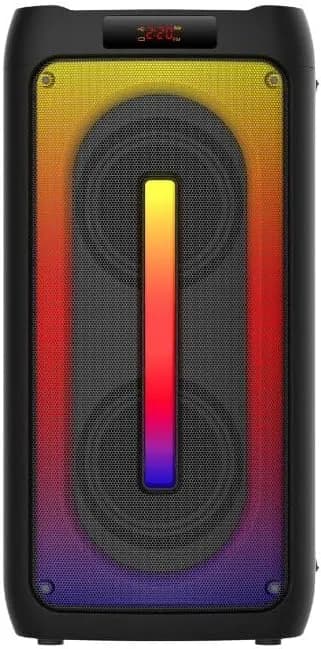 WE Enceinte de soirée BT RMS 26W, lect USB/Micro SD, Aux in, Micro in, Radio FM, 4500mAh, Jeu de lumière, poignée de Transport, télécommande Incluse