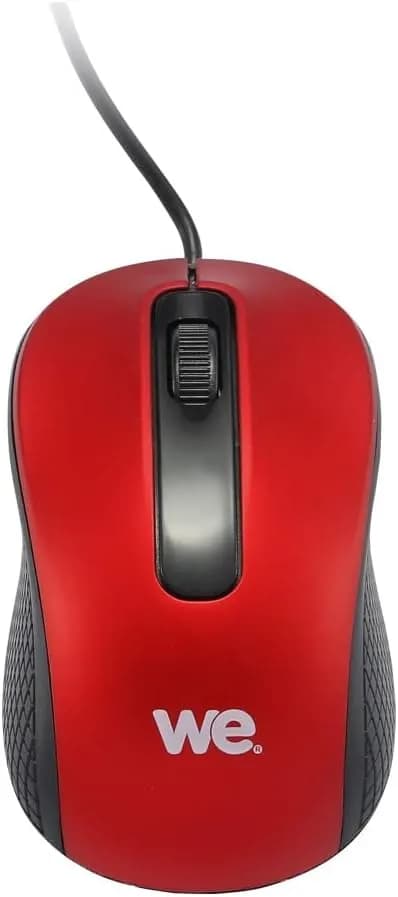 WE Souris Filaire 1200 DPI Connexion USB - Ultra-Léger Ambidextre - Compatible avec PC/Mac - Rouge