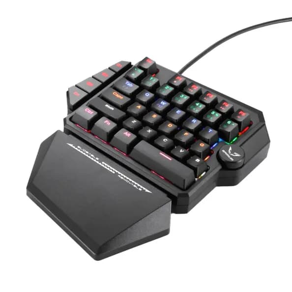 Gamium WEGCLAGAM1MN – Clavier gamer filaire mécanique une main, 35 touches, Red Switch, rétroéclairage LED et repose-poignet
