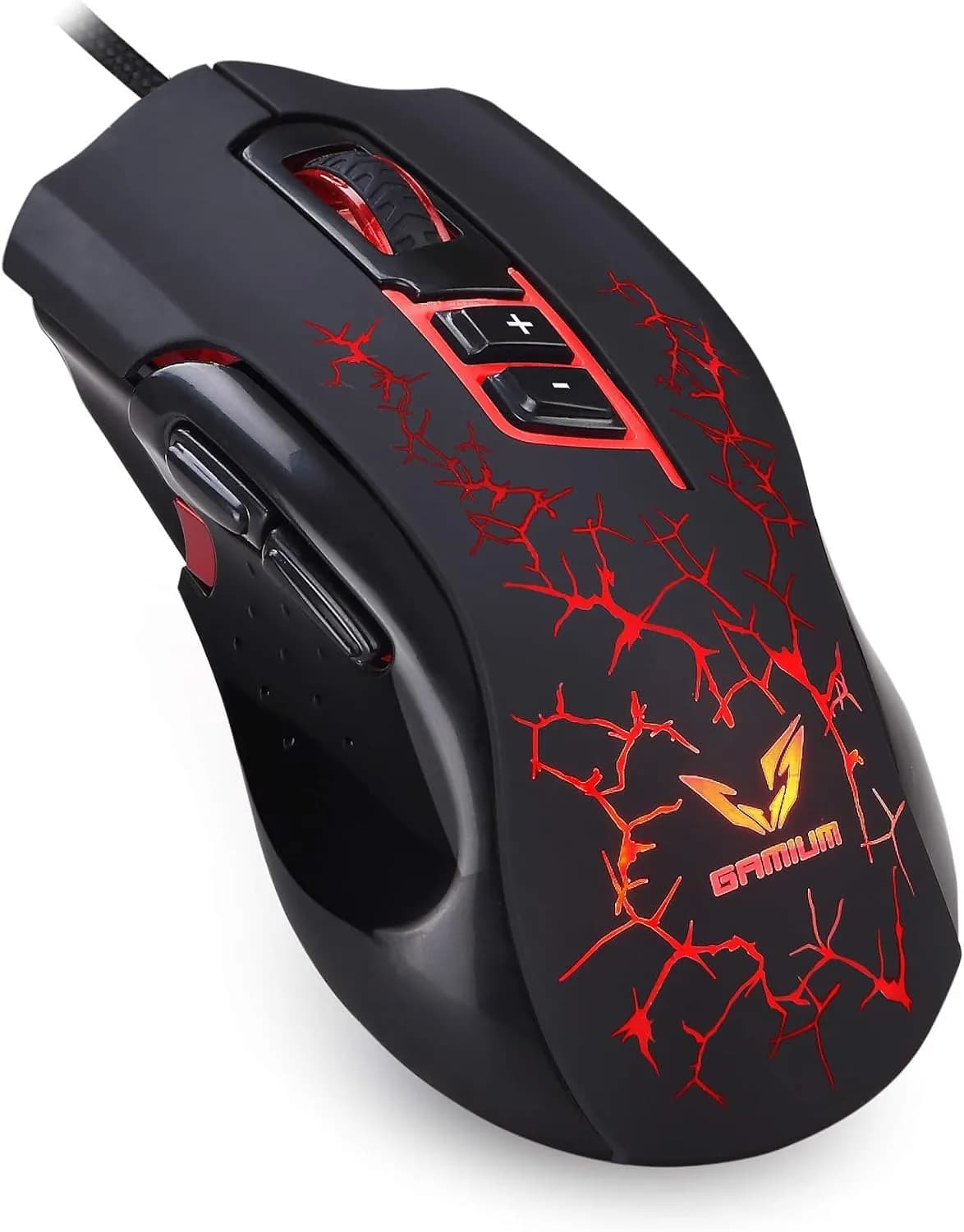 Souris Gamer 3200 DPI, Tir X2 8 Boutons, Plug & Play Rétro Eclairage Toucher Doux Câble Nylon Tressé 1.5M