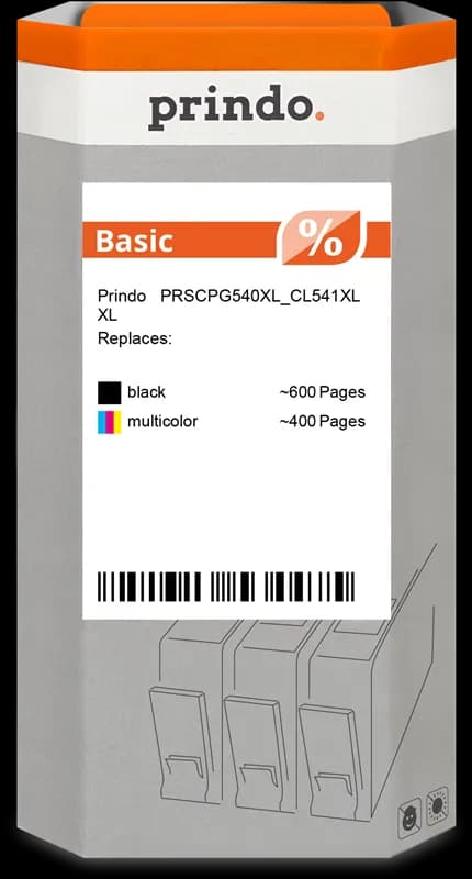 Prindo Basic XL Multipack PRSCPG540XL_CL541XL – 2 cartouches d’encre compatibles Canon PG-540XL et CL-541XL – noir et couleurs