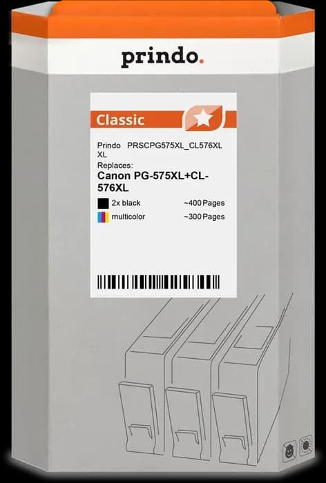 Prindo Classic XL multipack de cartouches d’encre noir et couleur compatible Canon PG-575XL et CL-576XL