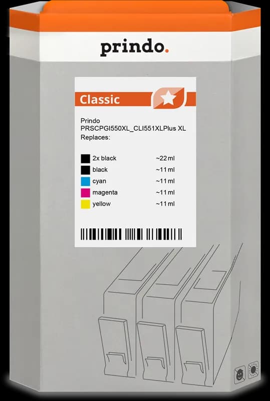 Prindo Classic XL Multipack de 6 cartouches compatibles Canon PGI-550XL / CLI-551XL