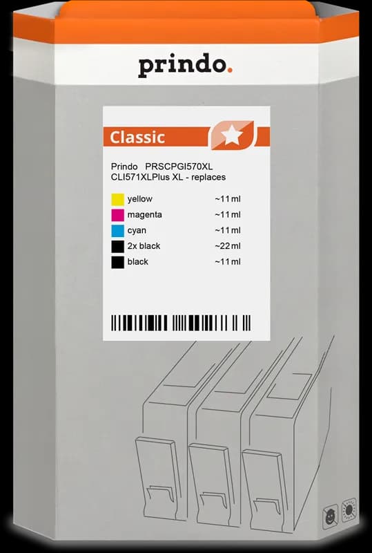 Prindo Classic XL Multipack 6 cartouches d’encre compatibles Canon PGI-570XL / CLI-571XL
