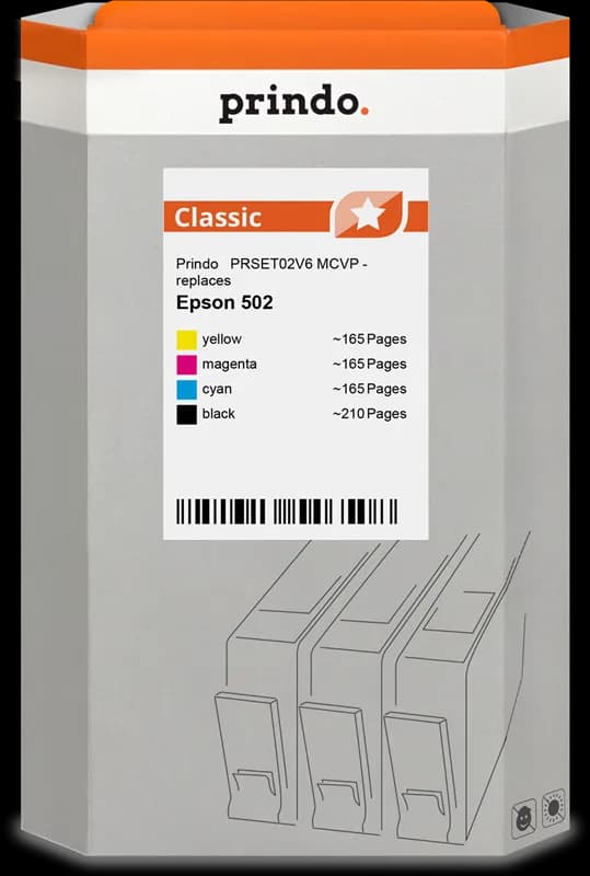 Prindo Classic PRSET02V6 MCVP – Pack de 4 cartouches compatibles Epson 502