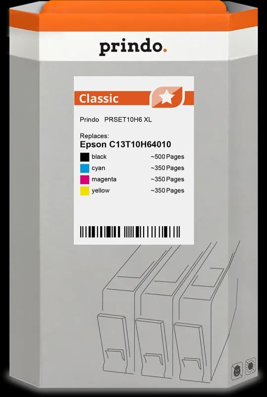 Prindo Classic XL PRSET10H6 – Pack de 4 cartouches compatibles Epson 604 XL – Noir/Cyan/Magenta/Jaune