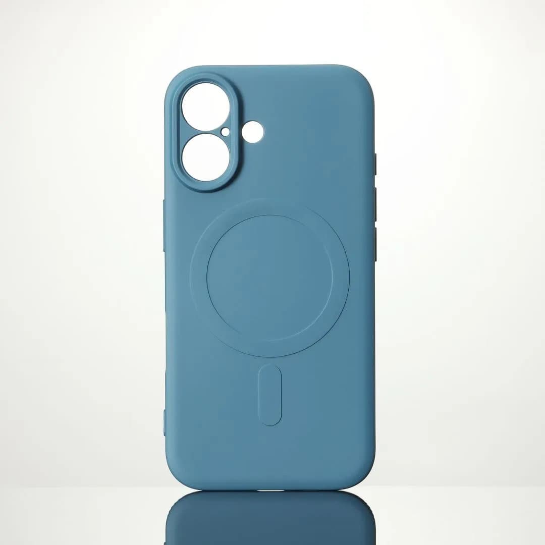 We coque de protection en silicone pour Apple iPhone 16 bleu compatible MagSafe