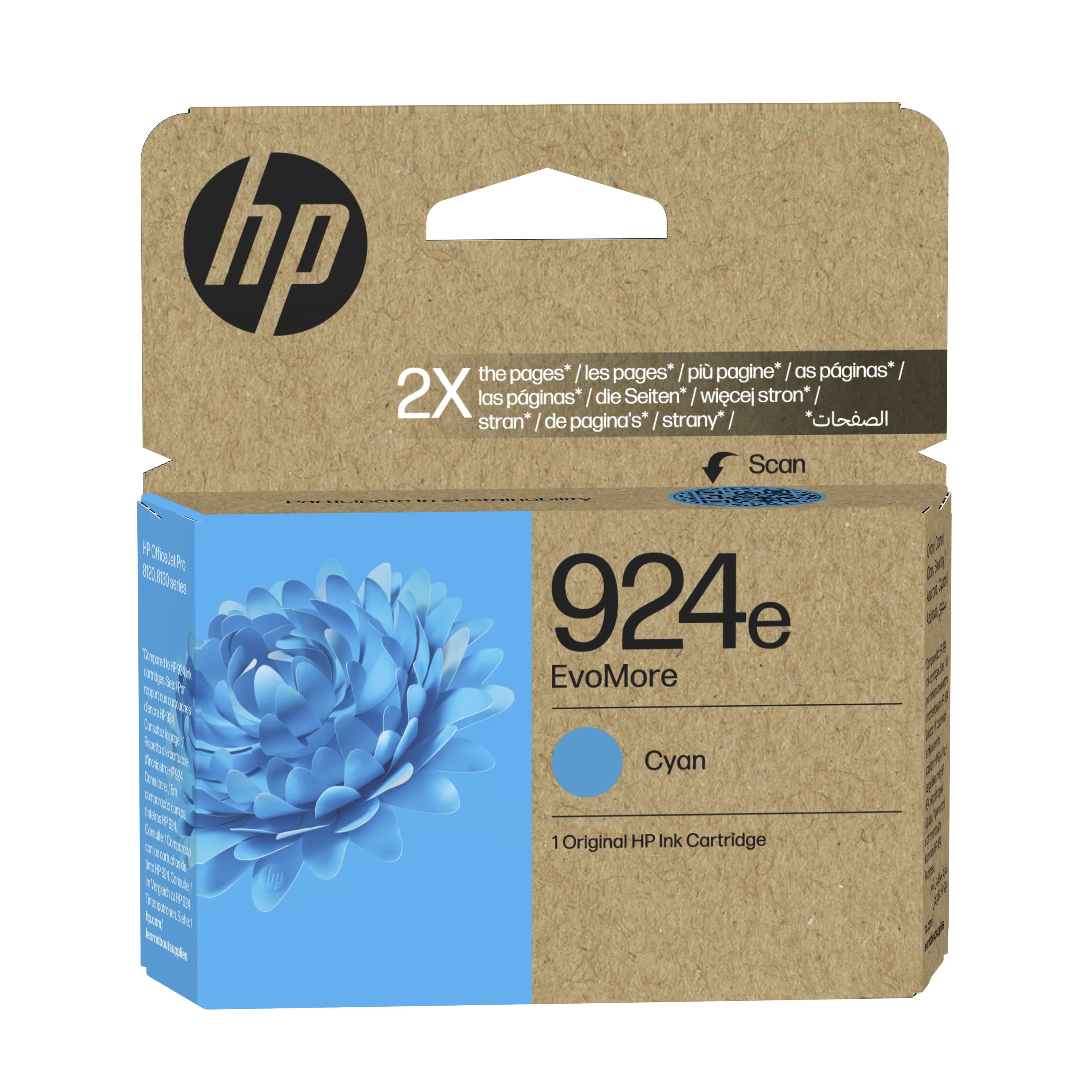HP 924e Cartouche d’encre authentique Cyan EvoMore