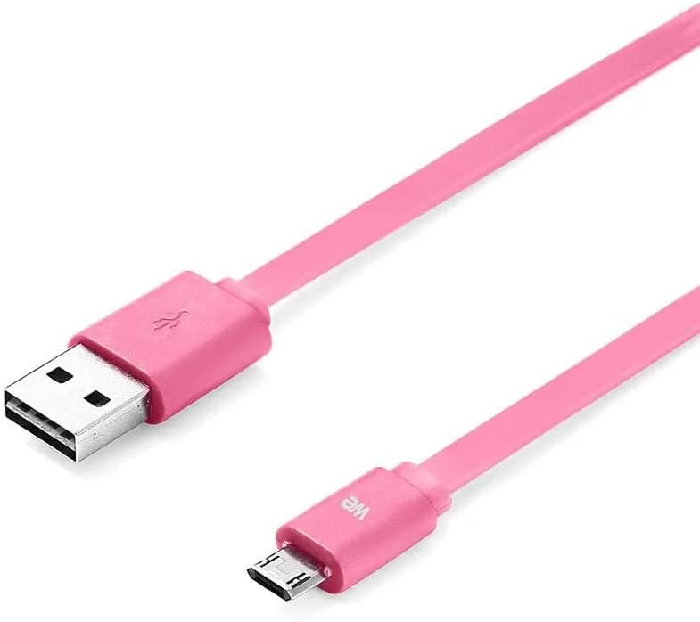 WE Câble Micro USB Plat 1m réversible - Connecteur Ultra Résistant - Charge Rapide pour Samsung Huawei Nexus Sony - Rose