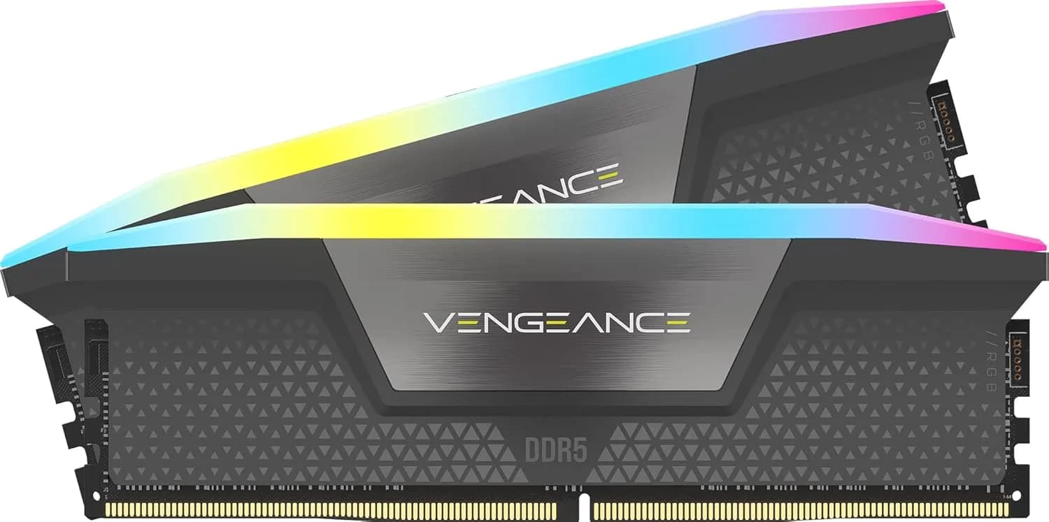 CORSAIR Vengeance RGB DDR5 32Go (2 x 16Go) Jusqu'à 6000MHz AMD Intel RAM | Mémoire pour ordinateur de bureau, compatible avec AMD EXPO et Intel XMP 3.0, CL30, gris, CMH32GX5M2B6000Z30K