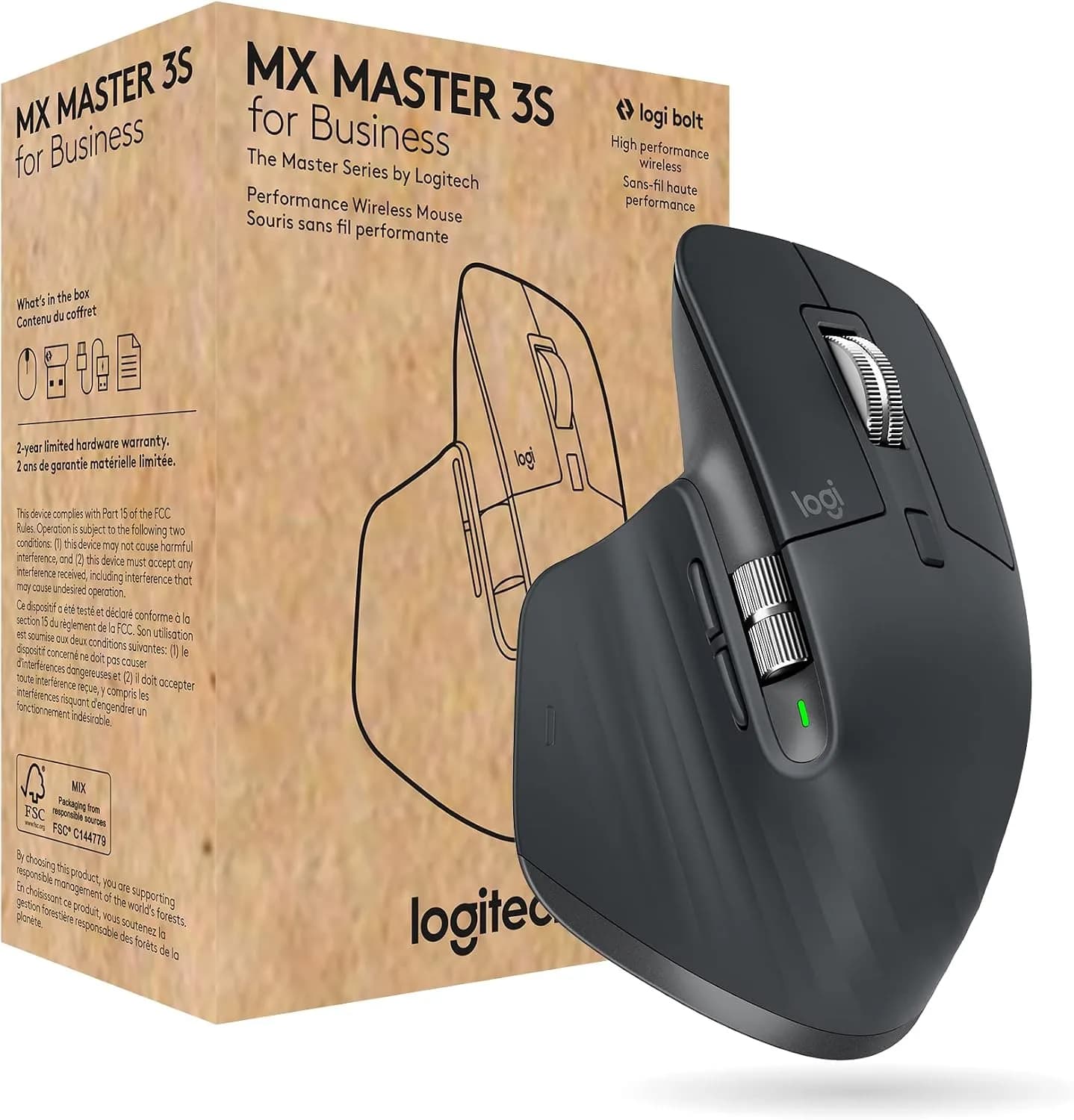 Logitech MX Master 3S for Business, Souris sans fil à Clics discrets