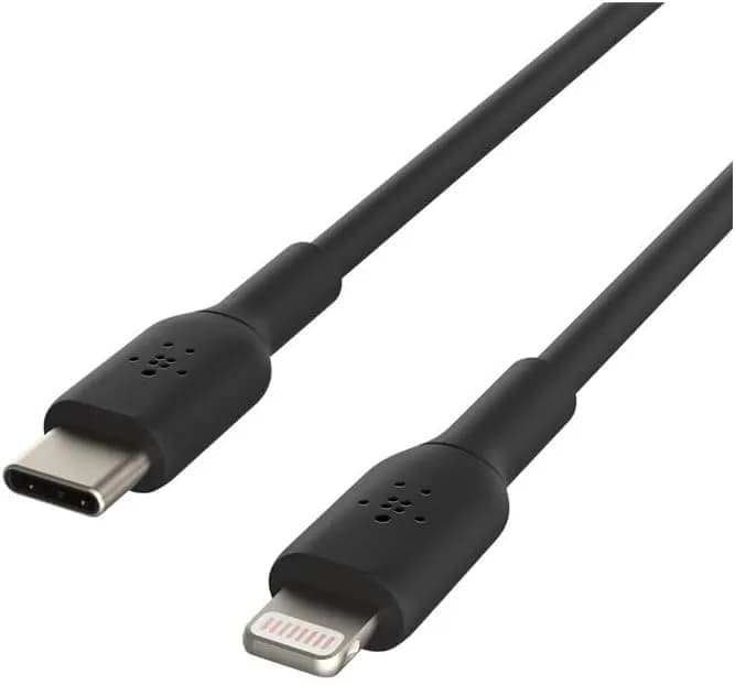 Belkin Câble USB-C vers Lightning (câble de recharge rapide pour iPhone 14 et modèles antérieurs; câble Boost Charge USB-C certifié MFi; noir, 1 m)
